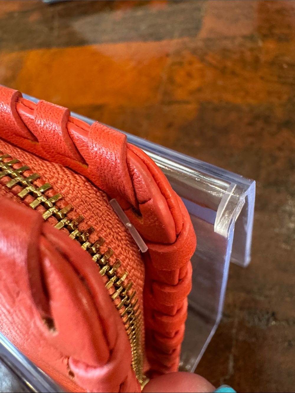 Tory Burch Coral Pebbled Leather Whipstitch Wallet - Picture 3 of 8